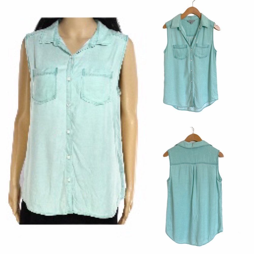 RUBBISH Mint Green Sleeveless Button Down